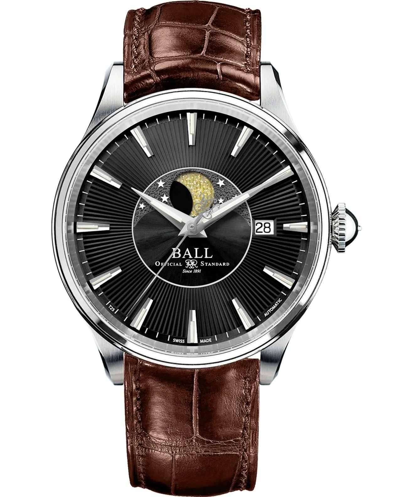 Годинник Чоловічий Ball Trainmaster Moon Phase Automatic NM3082D-LLJ-BK