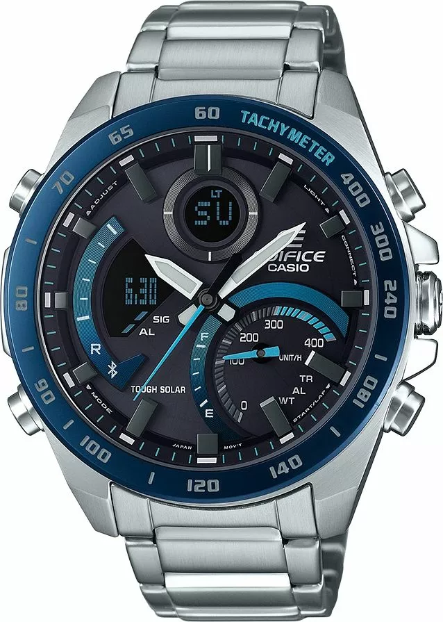 Годинник Чоловічий Casio Edifice Premium Bluetooth Sync LCD Chrono Tough Solar ECB-900DB-1BER