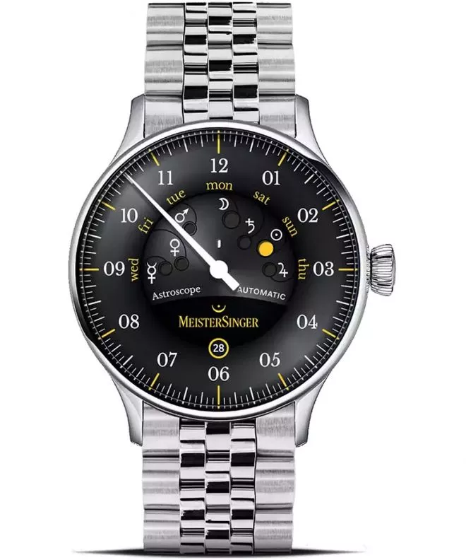 Годинник Чоловічий Meistersinger Astroscope Black/Yellow Automatic Limited Edition S-AS902Y_MGB20