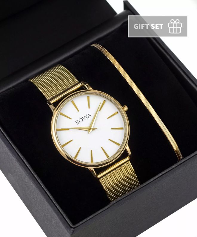 Годинник Жіночий BOWA Praha White-Gold Mesh 38 Gift Set PH384-24-184M-419-03