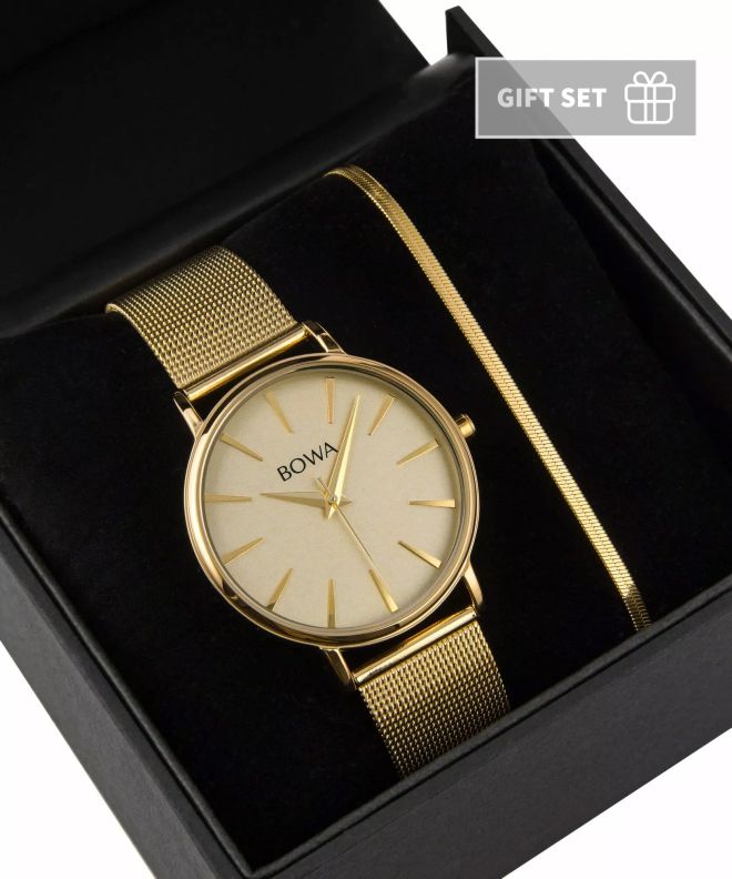 BOWA Praha Full-Gold Mesh 38 Gift Set (годинник + браслет) PH384-44-184M-419-03