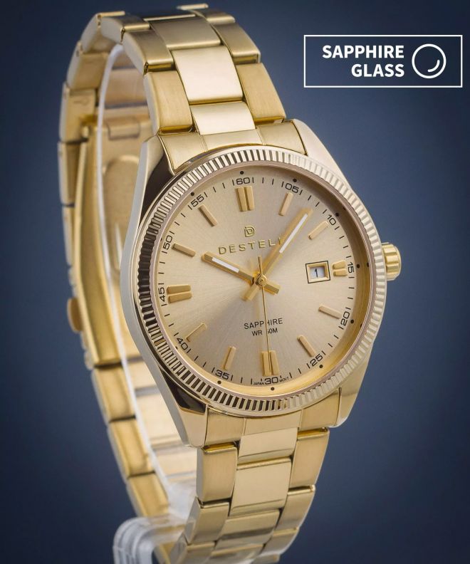 Годинник Чоловічий DESTELL Loup Full Gold Steel Sapphire LU3854-44-204S