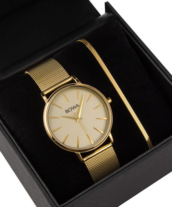 BOWA Praha Full-Gold Mesh 38 Gift Set (годинник + браслет) PH384-44-184M-419-03