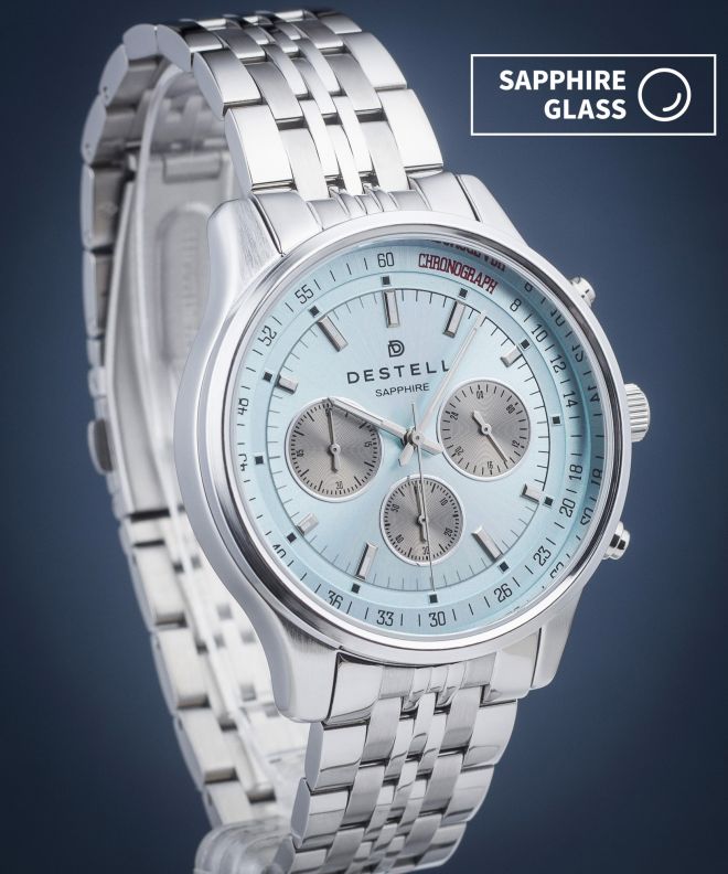 Годинник Чоловічий DESTELL Circinus Ice Blue Silver Steel Chronograph Sapphire CR415-06-205J