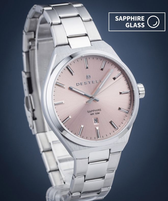 Годинник Чоловічий DESTELL Aries Pink Silver Steel Sapphire AR405-125-205S