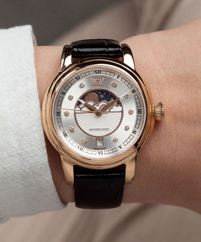 Годинник Жіночий Aviator Douglas Moonflight Silver Diamonds Limited Edition V.1.33.2.382.4