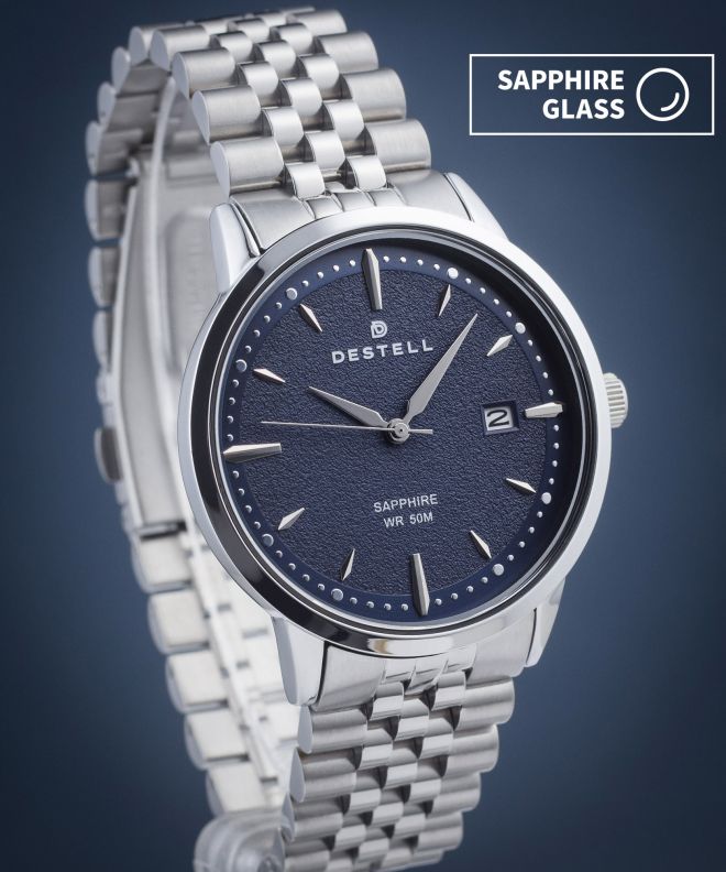Годинник Чоловічий DESTELL Pictor Blue Silver Steel Sapphire PT405-35-205J