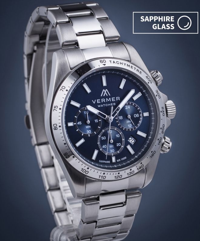 Годинник Чоловічий VERMER Tasman Navy Silver Steel Chrono TS425-35-225S