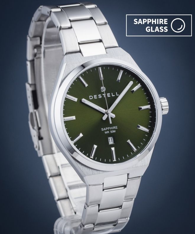 Годинник Чоловічий DESTELL Aries Green Silver Steel Sapphire AR405-05-205S