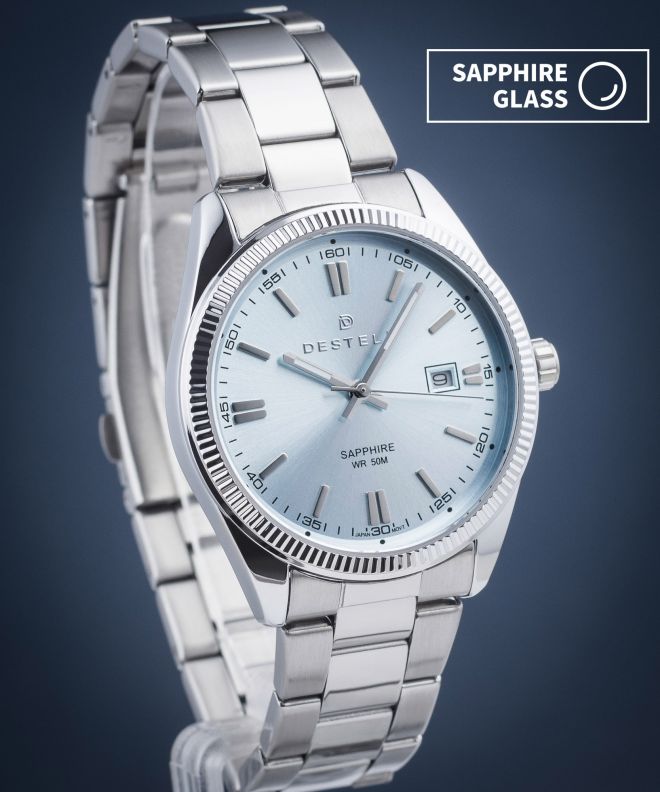 Годинник Чоловічий DESTELL Loup Ice Blue Silver Steel Sapphire LU3855-95-205S
