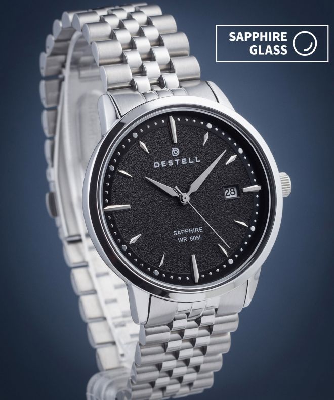 Годинник Чоловічий DESTELL Pictor Black Silver Steel Sapphire PT405-15-205J
