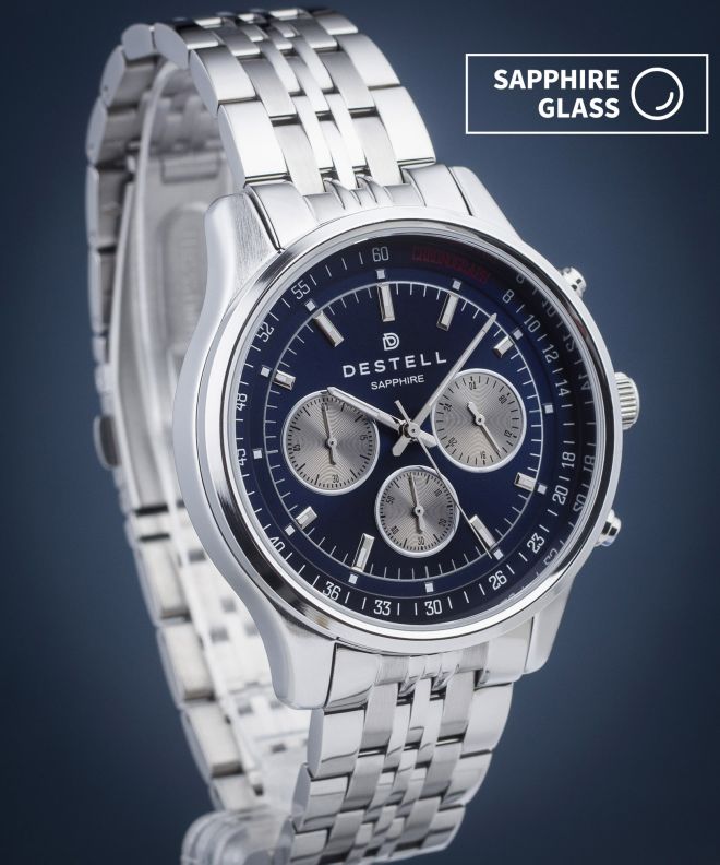 Годинник Чоловічий DESTELL Circinus Blue Silver Steel Chronograph Sapphire CR415-35-205J