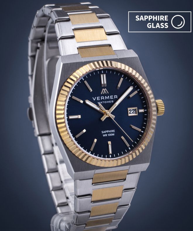 Годинник Чоловічий VERMER Caspian Navy Silver-Gold Steel CS4054-34-2754