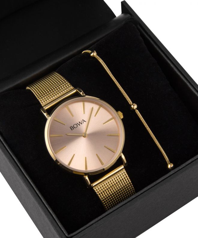 BOWA New York Pink-Gold Mesh 38 Gift Set (годинник + браслет) NY384-74-184M-419-04