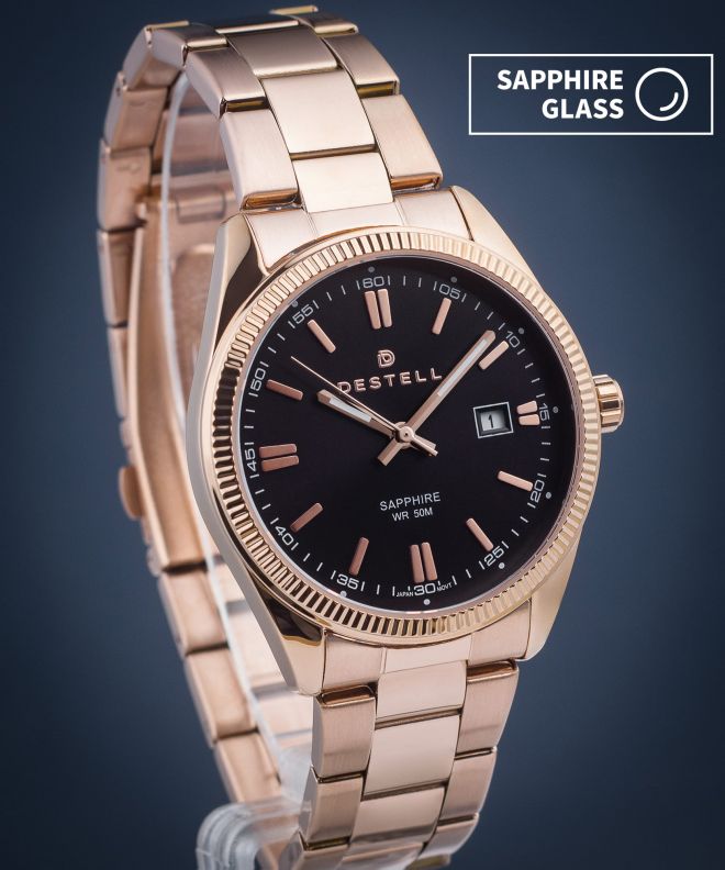 Годинник Чоловічий DESTELL Loup Black Rose Gold Steel Sapphire LU3857-17-207S
