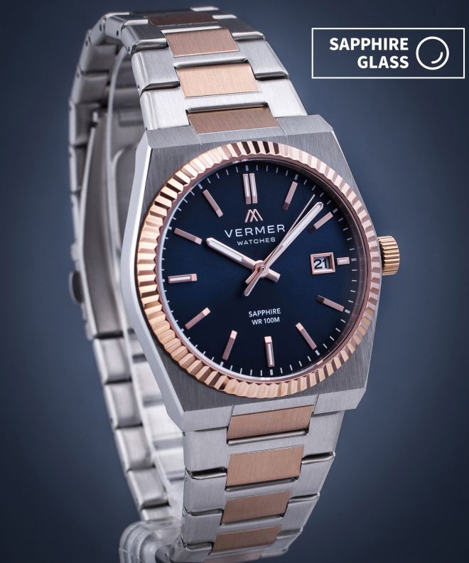 Годинник Чоловічий VERMER Caspian Navy Silver-Rose Gold Steel CS4057-37-2757