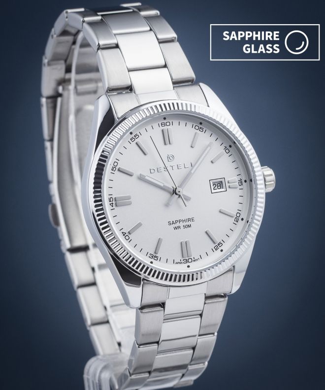 Годинник Чоловічий DESTELL Loup White Silver Steel Sapphire LU3855-25-205S