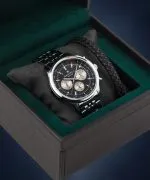 Годинник Чоловічий DESTELL Circinus Black Silver Steel Chrono Sapphire Gift Set
