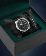 Годинник Чоловічий DESTELL Loup Black Silver Leather Sapphire Gift Set
