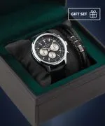 Годинник Чоловічий DESTELL Circinus Black Silver Leather Chronograph Sapphire Gift Set
