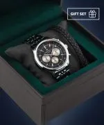 Годинник Чоловічий DESTELL Circinus Black Silver Steel Chrono Sapphire Gift Set