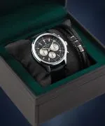Годинник Чоловічий DESTELL Circinus Black Silver Leather Chronograph Sapphire Gift Set