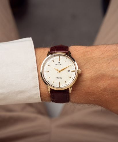 Годинник Чоловічий DESTELL Pictor Gold Brown Leather Sapphire