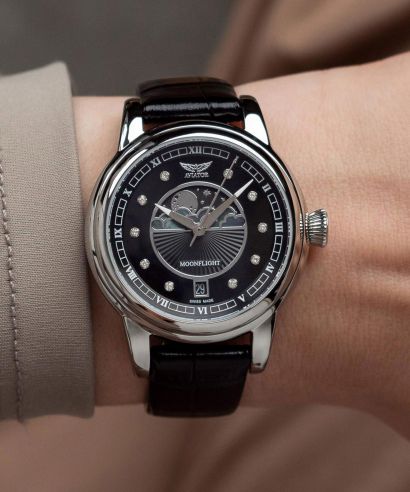 Годинник Жіночий Aviator Douglas Moonflight Black Diamonds Limited Edition