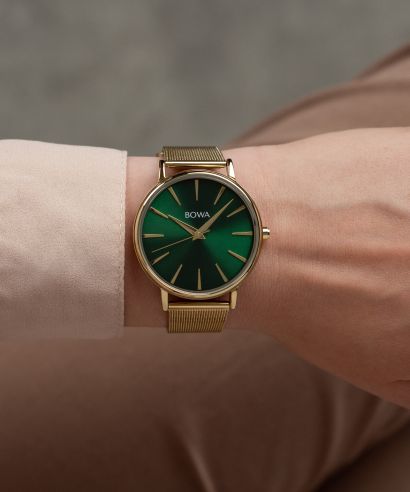 Годинник Жіночий BOWA Praha Green-Gold Mesh 38