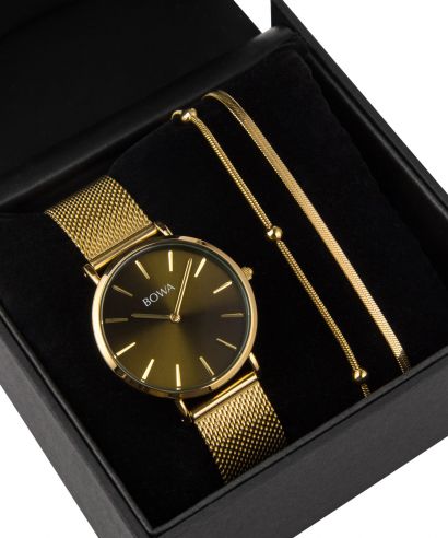 BOWA New York Petite Green-Gold Mesh 34 Gift Set (годинник + браслет)