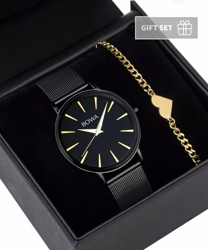 Годинник Жіночий BOWA Praha Black-Gold Mesh 38 Gift Set