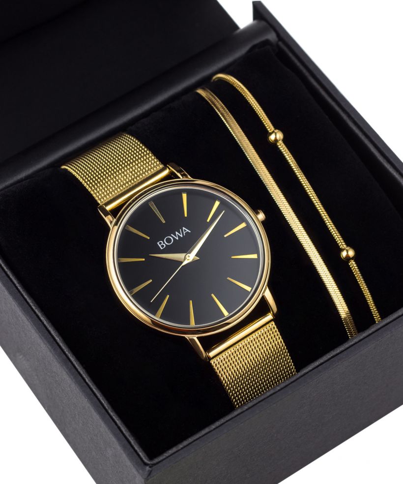 Годинник Жіночий BOWA Praha Black-Gold Mesh 38 Gift Set