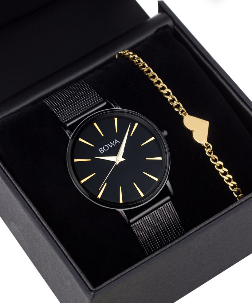 Годинник Жіночий BOWA Praha Black-Gold Mesh 38 Gift Set