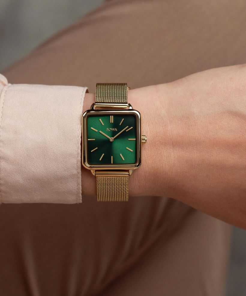 Годинник Жіночий BOWA Vienna Green Gold Mesh 29
