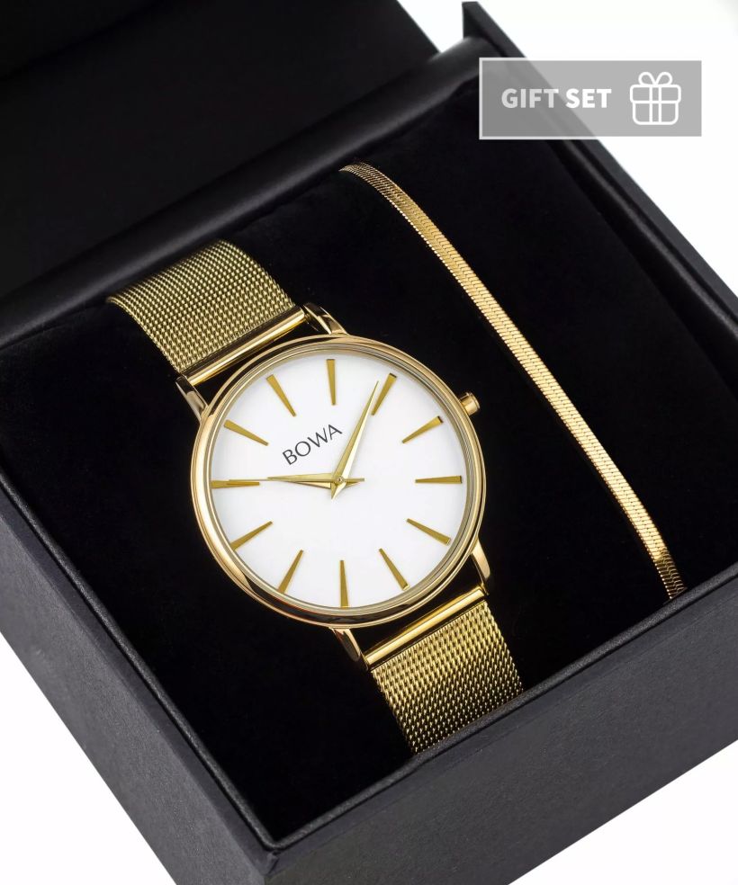 Годинник Жіночий BOWA Praha White-Gold Mesh 38 Gift Set