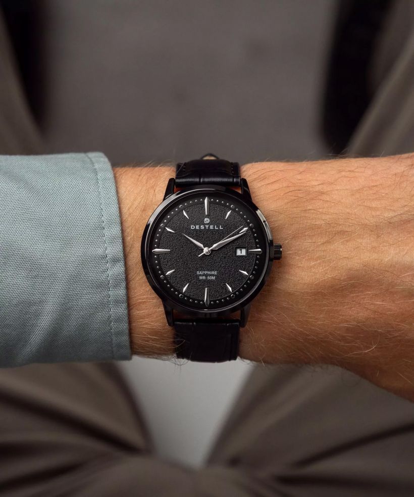 Годинник Чоловічий DESTELL Pictor Full Black Leather Sapphire