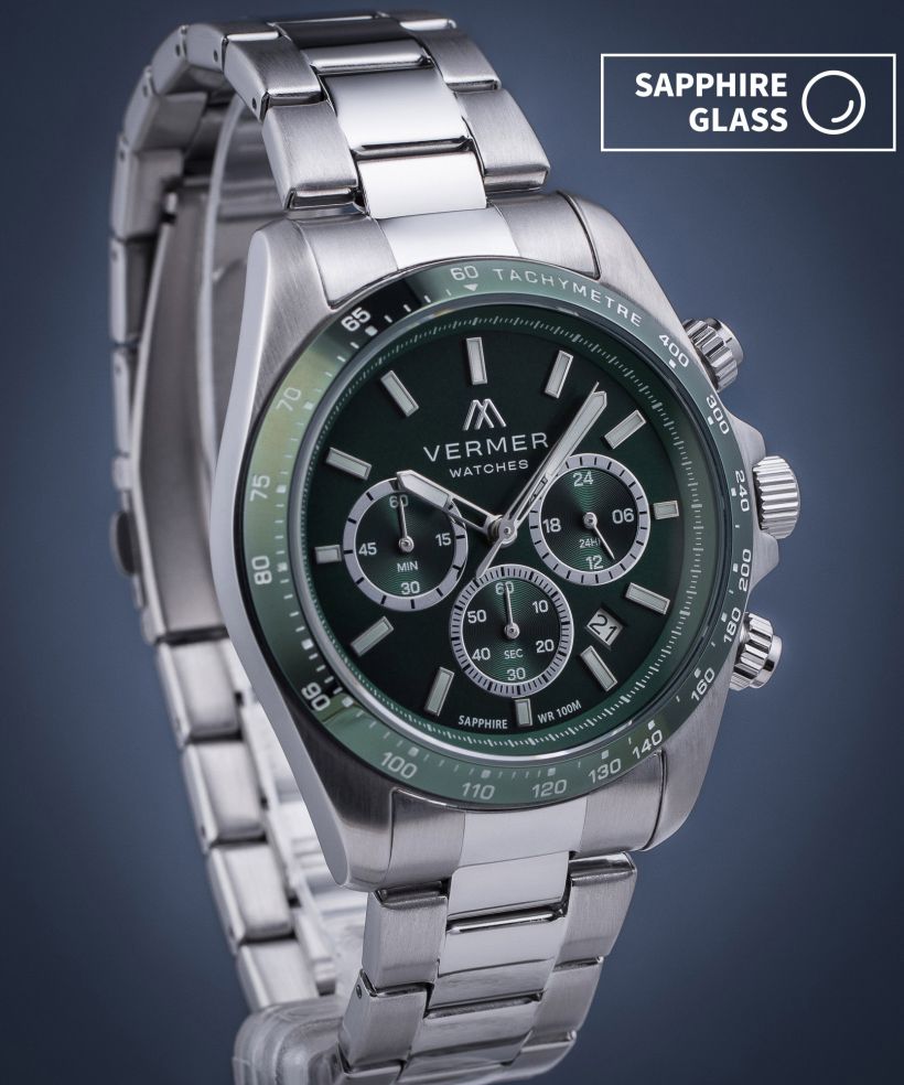 Годинник Чоловічий VERMER Tasman Green Silver Steel Chrono