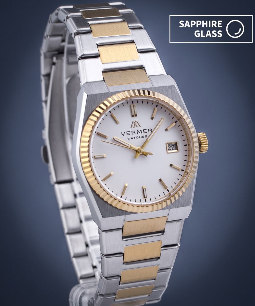 Годинник Жіночий VERMER Caspian Lady White Silver-Gold Steel