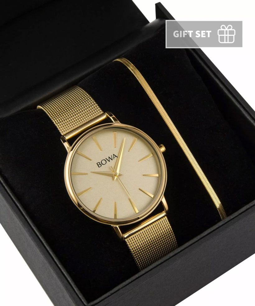 BOWA Praha Full-Gold Mesh 38 Gift Set (годинник + браслет)