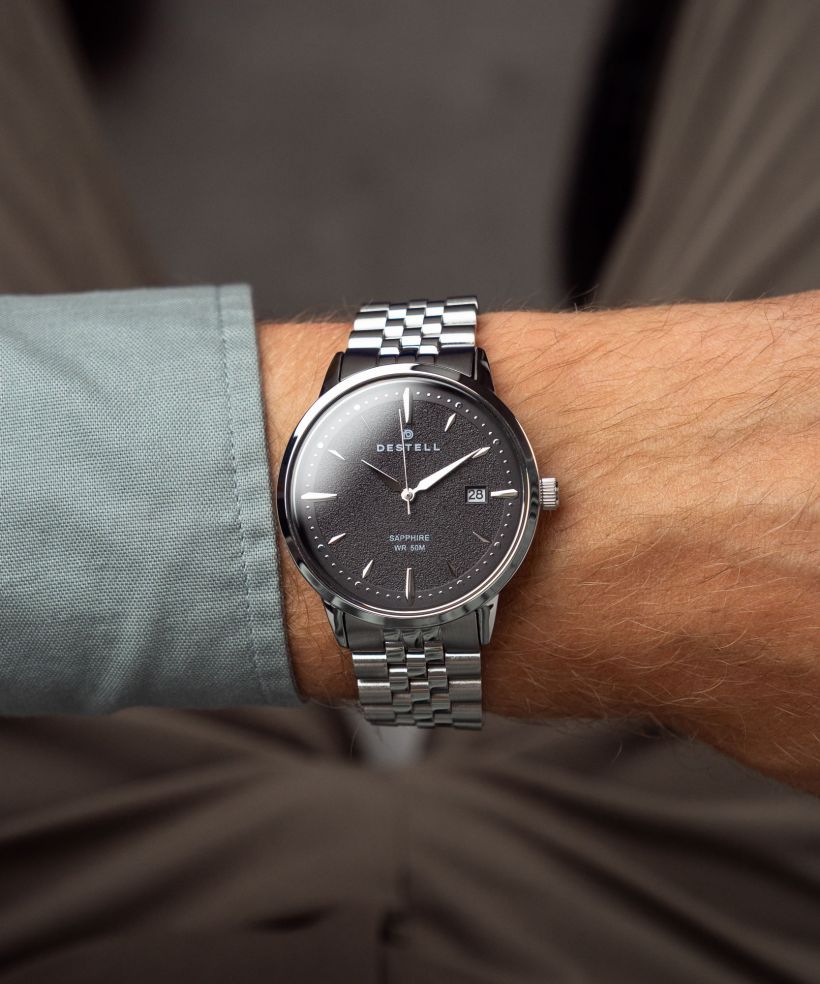 Годинник Чоловічий DESTELL Pictor Black Silver Steel Sapphire