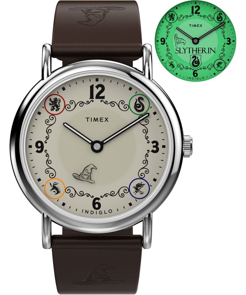 Годинник для Жінок і Чоловіків Timex Harry Potter X Weekender Slytherin House 38mm Leather Strap
