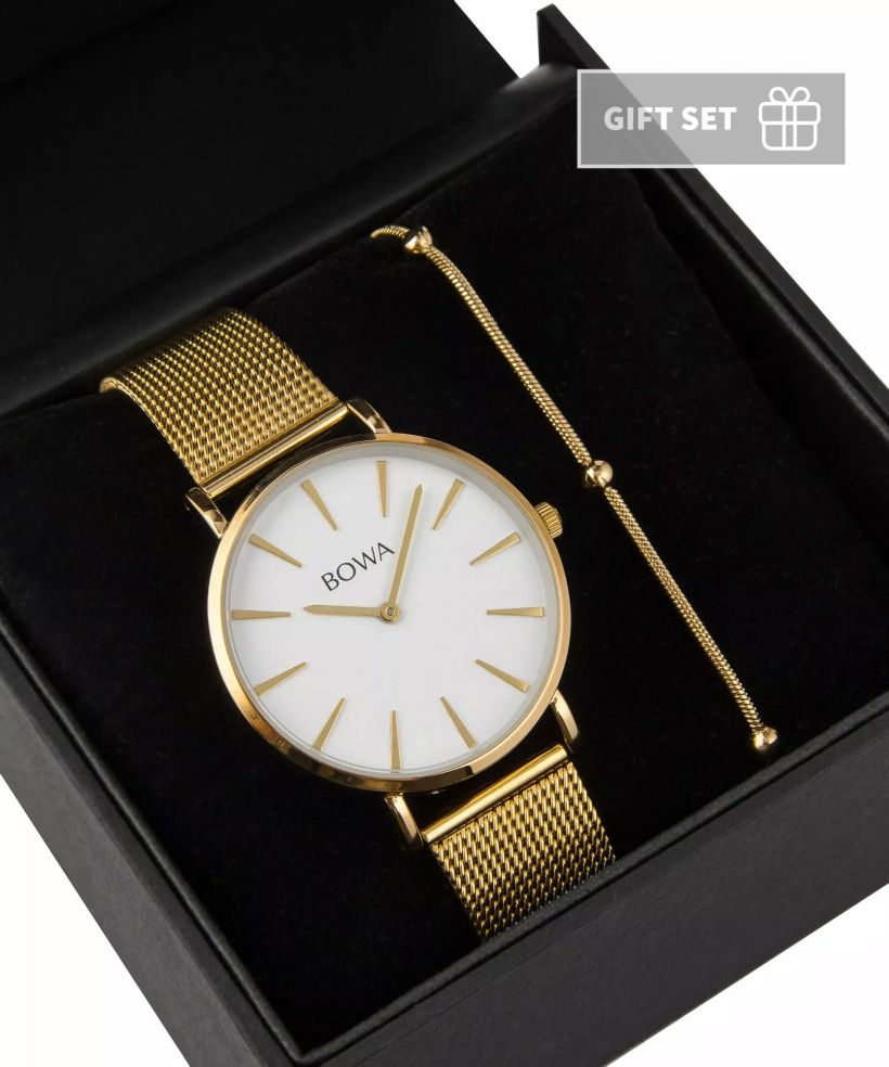 BOWA New York White-Gold Mesh 38 Gift Set (годинник + браслет)