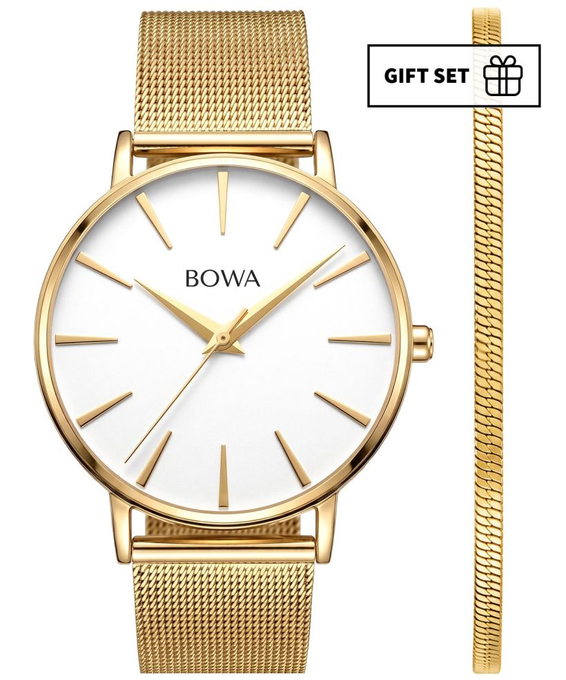 Годинник Жіночий BOWA Praha White-Gold Mesh 38 Gift Set