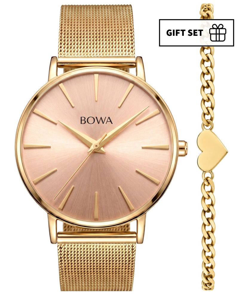 BOWA Praha Pink-Gold Mesh 38 Gift Set (годинник + браслет)