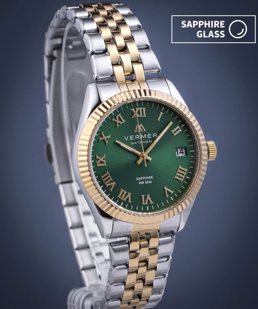 Годинник Жіночий VERMER Aegean Lady Green Silver-Gold Steel