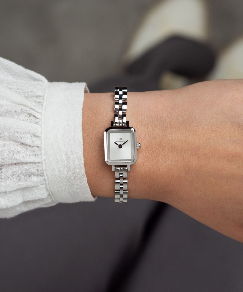 Годинник Жіночий Daniel Wellington Quadro Mini Arch 3-link White Sunray Silver