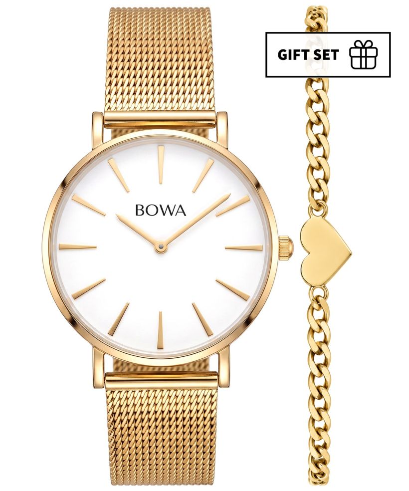 BOWA New York Petite White-Gold Mesh 34 Gift Set (годинник + браслет)