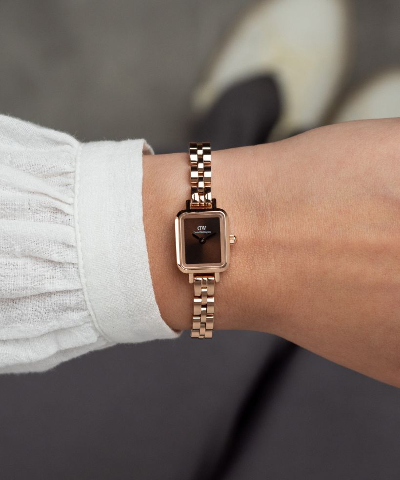 Годинник Жіночий Daniel Wellington Quadro Mini Arch 3-link Amber Sunray Rose Gold