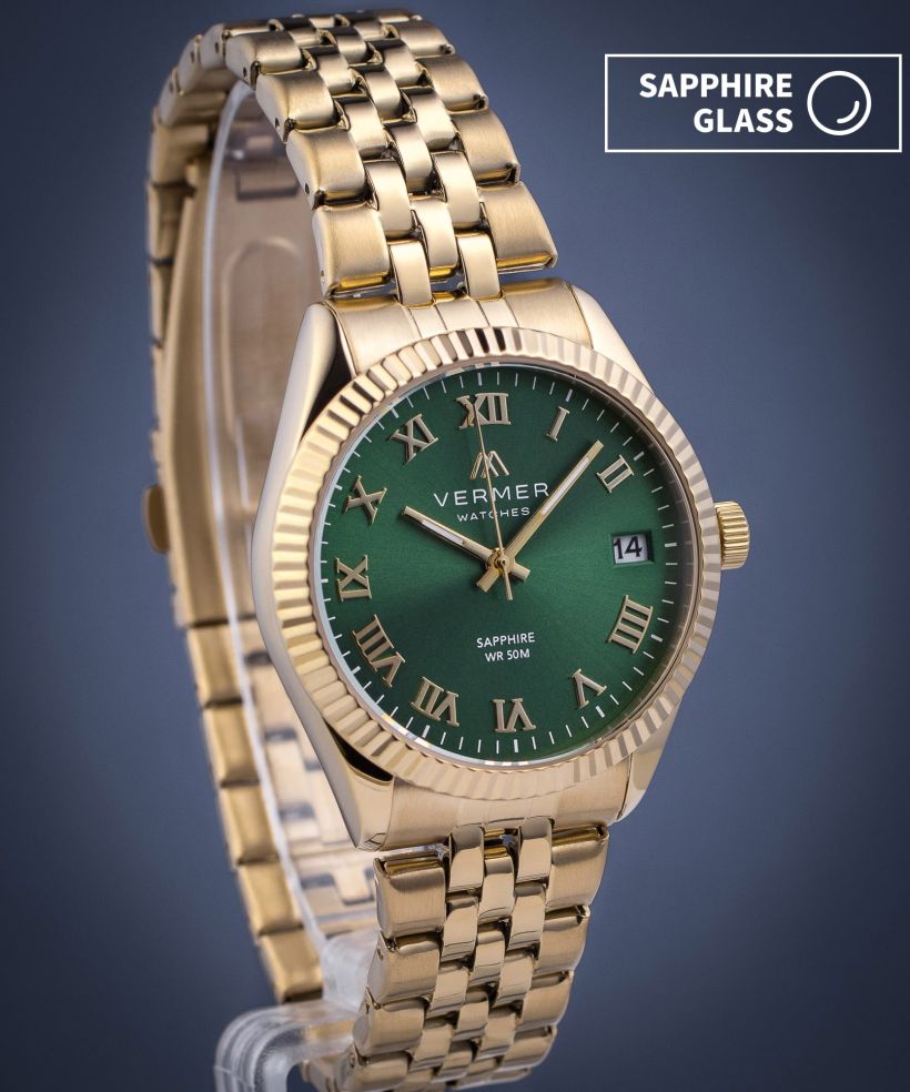 Годинник Жіночий VERMER Aegean Lady Green Gold Steel