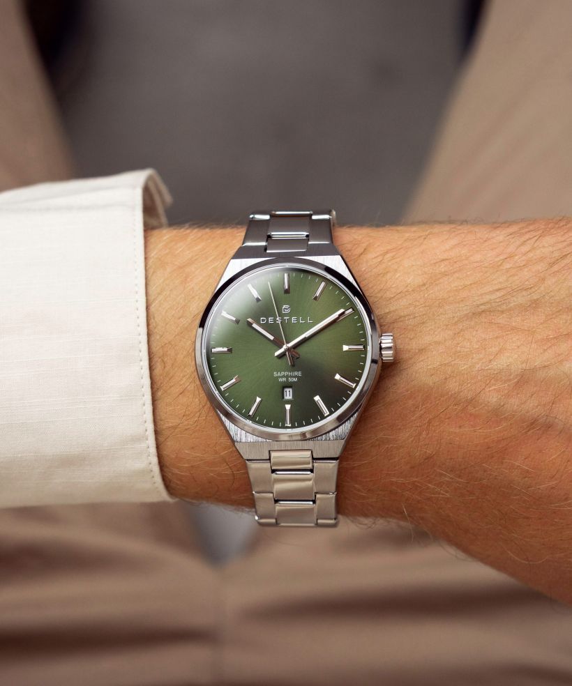 Годинник Чоловічий DESTELL Aries Green Silver Steel Sapphire